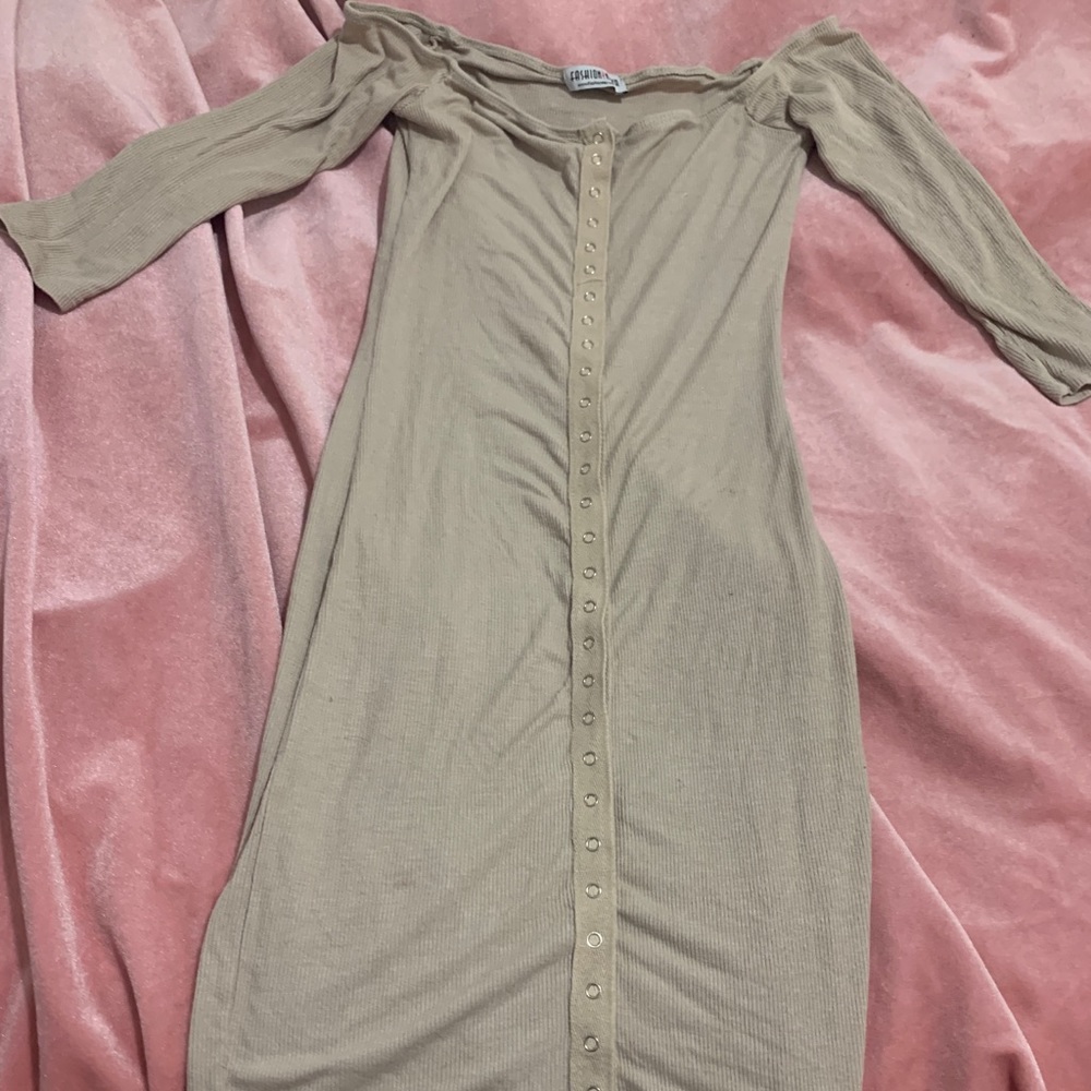 HOST PICK Fashion Nova Tan Button Up dress - Picture 6 of 8